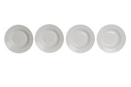 DKD Home Decor Set de 4 platos hondos de porcelana blanca 20x20x3 cm