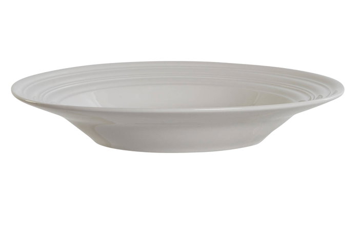 DKD Home Decor Set de 4 platos hondos de porcelana blanca 20x20x3 cm