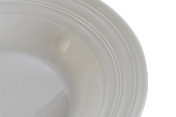 DKD Home Decor Set de 4 platos hondos de porcelana blanca 20x20x3 cm