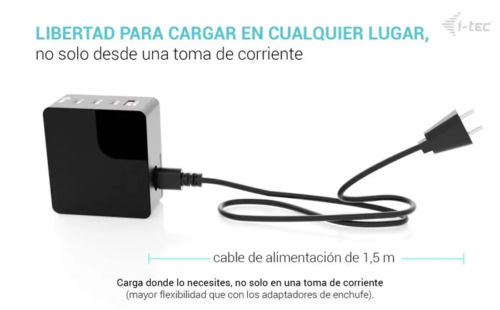 I-Tec Cargador Inteligente 140 W con 3x USB-C, 1x USB-A y Pantalla LCD