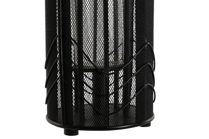 DKD Home Decor Portavelas de Metal y Ratán Negro
