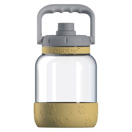 Asobu The Barkley - Botella Tritan de 1.5 litros con recipiente para perros, color amarillo mostaza, sin BPA