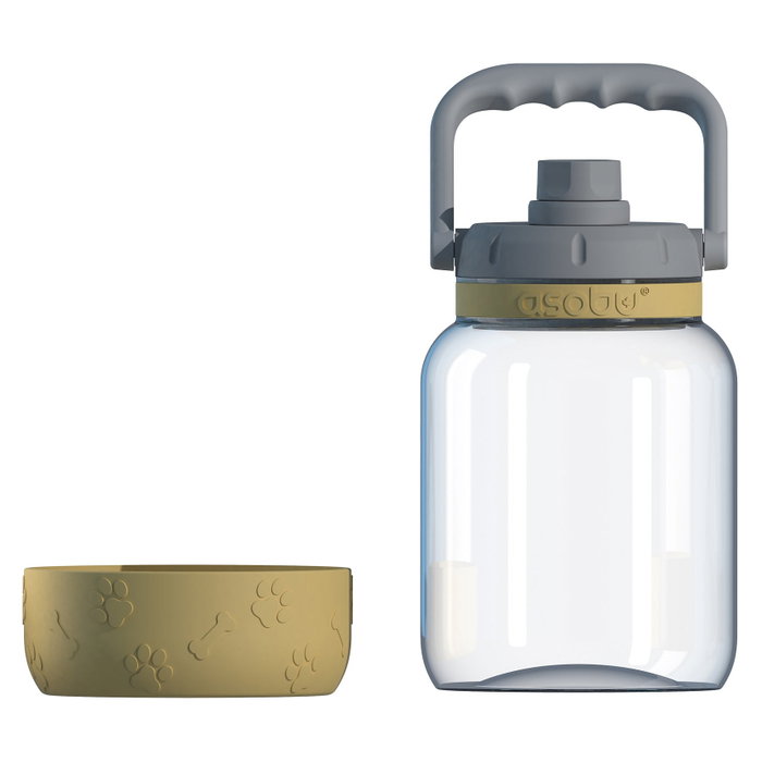 Asobu The Barkley Botella de 1500 ml con cuenco para perros, Amarillo