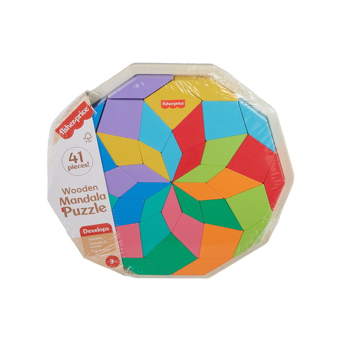 Fisher-Price Rompecabezas Mandala Madera HXT94 - Rompecabezas Educativo para Niños +3 Años con Piezas de Colores