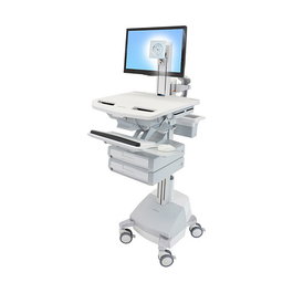 Ergotron StyleView Carro Multimedia para Panel Plano con 2 Schublade, Gelenk SLA-Antrieb, Aluminio/Gris/Blanco, Hasta 17.7 kg y 61 cm (24")