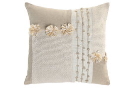 DKD Home Decor Cojín de Algodón Hecho a Mano Beige 45x45 cm (Pack de 2)