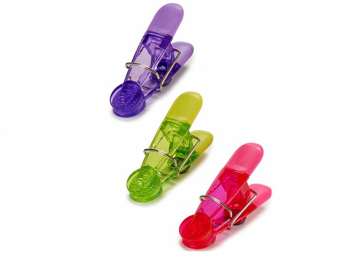 Kinvara Set 4 Pinzas Iman Surtidas Colores Plástico y Metal 14.5 x 17 x 4 cm (Set de 24)