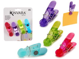 Kinvara Set 4 Pinzas Iman Surtidas Colores Plástico y Metal 14.5 x 17 x 4 cm (Set de 24)