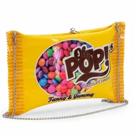 Oh My Pop Bolso Bandolera Cadena Chococandy Amarillo 20 x 33,5 x 2 cm
