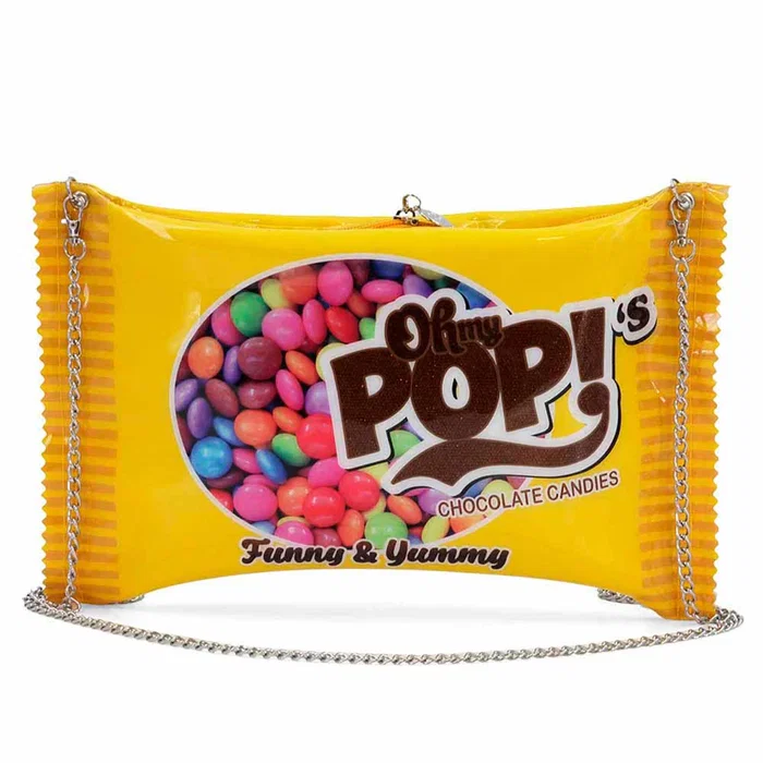 Oh My Pop Bolso Bandolera Cadena Chococandy Amarillo 20 x 33,5 x 2 cm