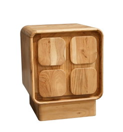 DKD Home Decor Mesita de Noche Cuadrado Moderno Natural Acacia MDF 40 x 50 x 40 cm