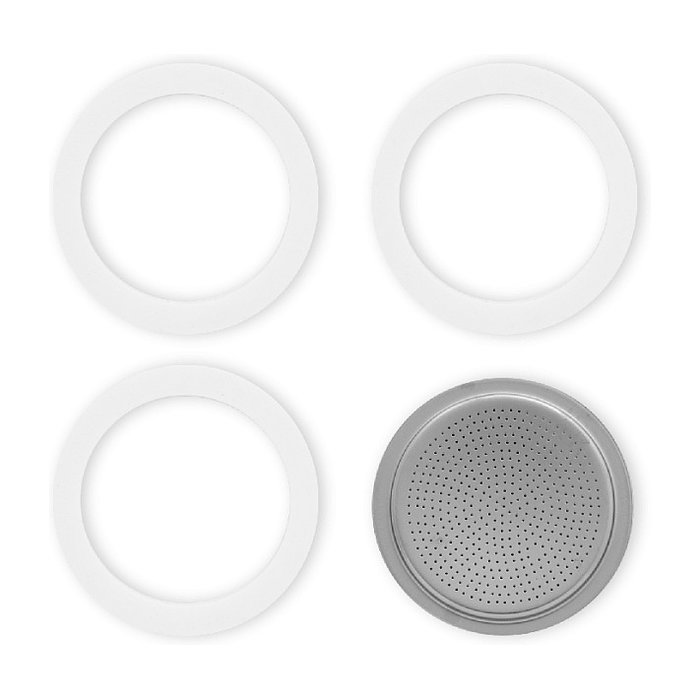 Bialetti Kit de 3 Juntas de Repuesto y 1 Placa de Filtro para 9 Tazas Bialetti Kit de 3 Juntas de Repuesto y 1 Placa de Filtro para 9 Tazas