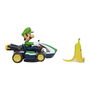 Jakks Pacific - Coche Karts Super Mario Megagiros - Vehículo de Juguete de PVC de 12 cm con Accesorios (Plátano) - Modelos Surtidos (Mario o Luigi)