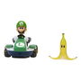 Jakks Pacific - Coche Karts Super Mario Megagiros - Vehículo de Juguete de PVC de 12 cm con Accesorios (Plátano) - Modelos Surtidos (Mario o Luigi)