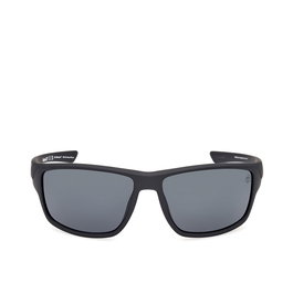 Timberland TB00003 - Gafas de Sol Rectangulares Hombre Polarizadas, Cristal Gris Humo 65 mm, Negro Mate