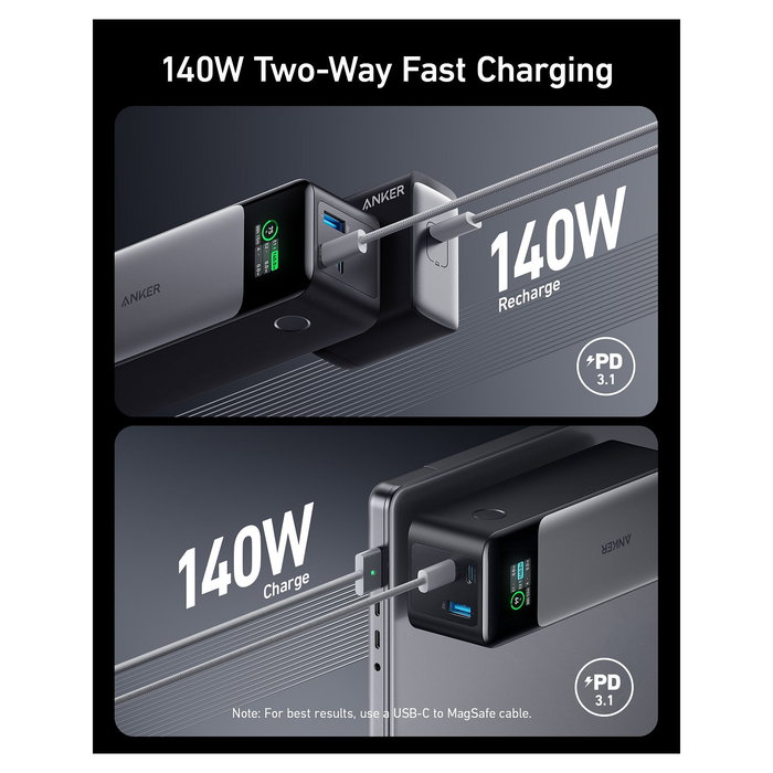 Anker 737 PowerBank GaNPrime 24.000mAh 140W 2x USB-C 1x USB-A Negro