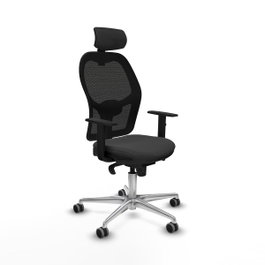 PIQUERAS Y CRESPO Silla de oficina Jorquera con mecanismo Sincro, Similpiel Gris oscuro y Malla Negra