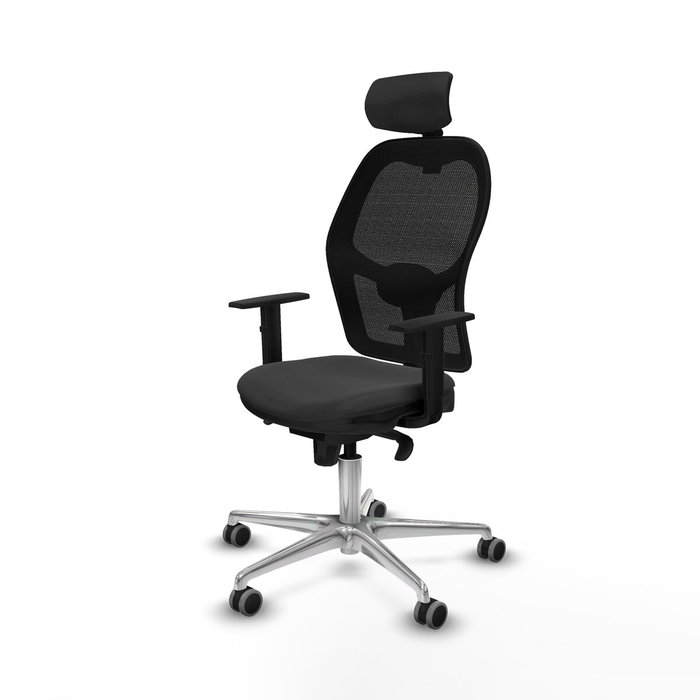 PIQUERAS Y CRESPO Silla de oficina Jorquera con mecanismo Sincro, Similpiel Gris oscuro y Malla Negra