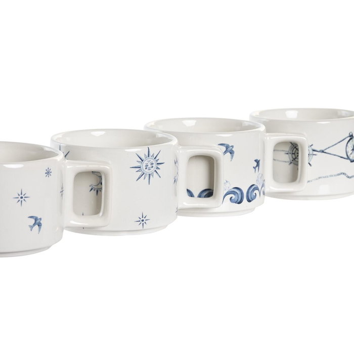 DKD Home Decor Set de café Stella Maris de 4 piezas, Azul