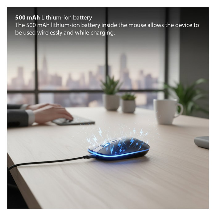 Inca IWM-531RA Ratón Inalámbrico y Bluetooth, Óptico, 1600 DPI, Batería Recargable, Diseño Ambidextro, Antracita