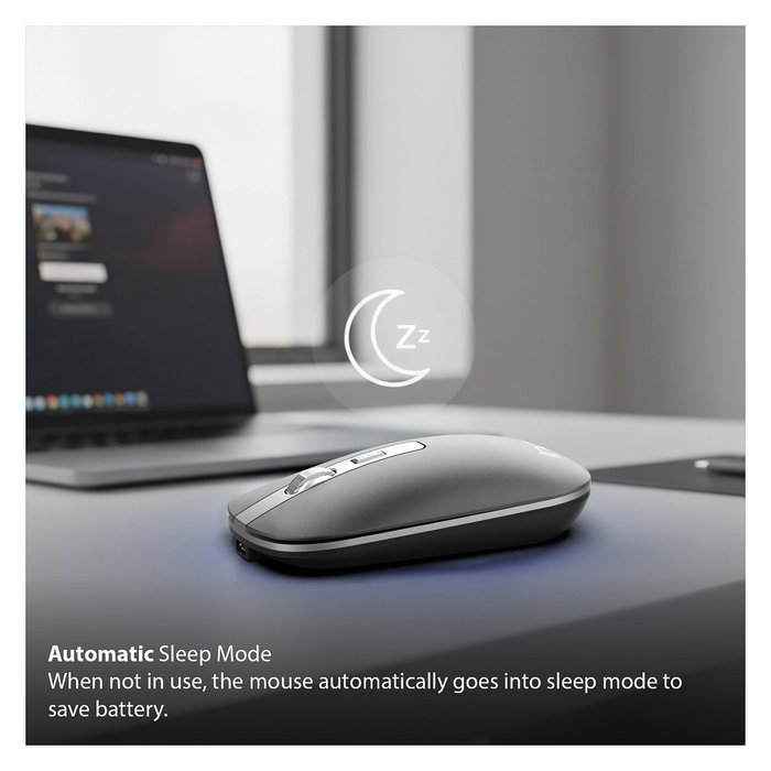 Inca IWM-531RA Ratón Inalámbrico y Bluetooth, Óptico, 1600 DPI, Batería Recargable, Diseño Ambidextro, Antracita