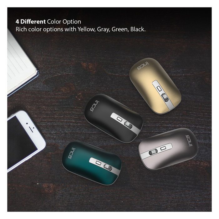 Inca IWM-531RA Ratón Inalámbrico y Bluetooth, Óptico, 1600 DPI, Batería Recargable, Diseño Ambidextro, Antracita