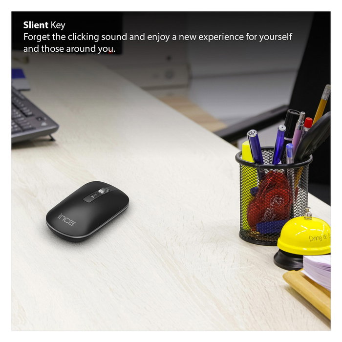 Inca IWM-531RA Ratón Inalámbrico y Bluetooth, Óptico, 1600 DPI, Batería Recargable, Diseño Ambidextro, Antracita