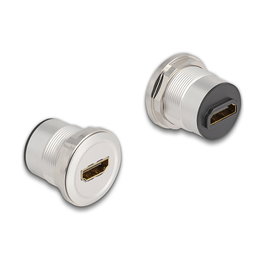 DeLOCK 88191 Conector Doble HDMI 8K 60 Hz Montaje en Panel de Aluminio Negro - 2 x HDMI Hembra Derecho