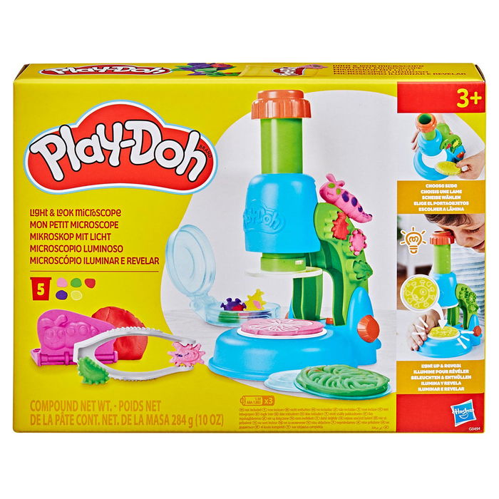 Play-Doh Microscopio Luminoso G0494 Hasbro, Juguete Educativo para Crear y Explorar Figuras con Plastilina