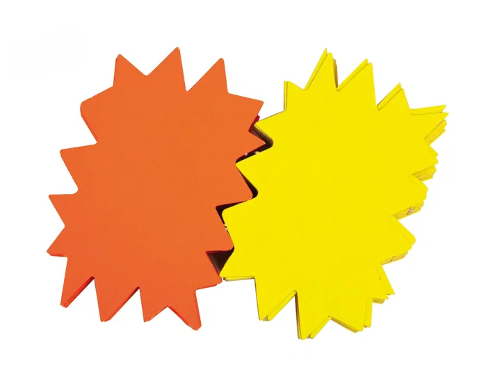APLI Carteles Flash de Cartulina Amarillo y Naranja Fluorescente 120x80 mm Pack de 50 unidades