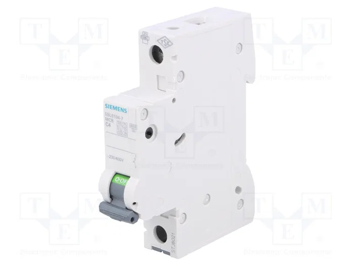 SIEMENS 5SL6104-7 Interruptor magnetotérmico 4A 1 Polo Curva C SIEMENS 5SL6104-7 Interruptor magnetotérmico 4A 1 Polo Curva C