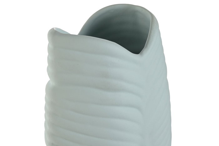DKD Home Decor Jarrón de Gres Hoja Azul Celeste