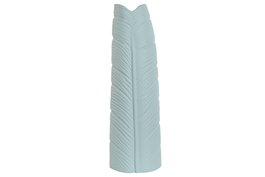 DKD Home Decor Jarrón de Gres Hoja Azul Celeste