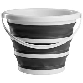 Day Cubo Plegable 10 L con Asa y Agarrador de Dedos, Gris Oscuro y Gris Claro, Plástico y Goma, Plegable Ahorra Espacio