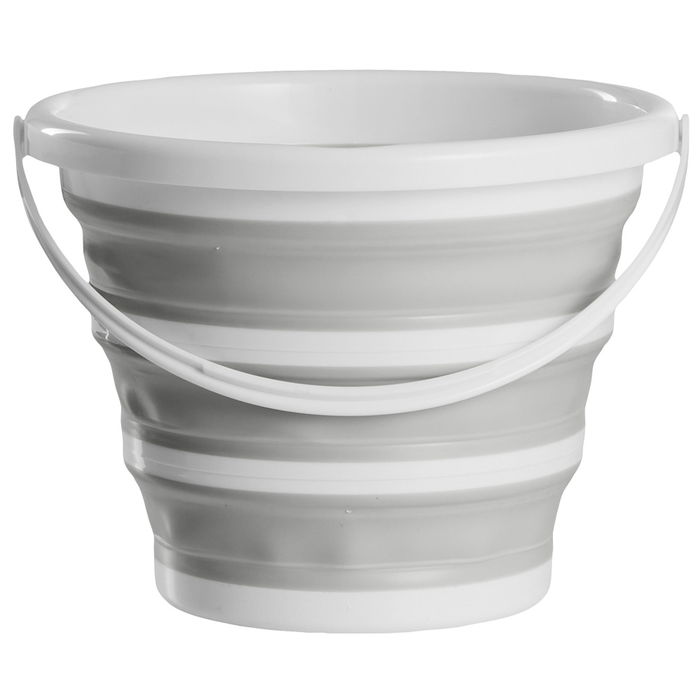 Day Cubo Plegable 10 L con Asa y Agarrador de Dedos, Gris Oscuro y Gris Claro, Plástico y Goma, Plegable Ahorra Espacio