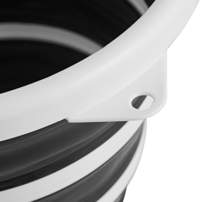 Day Cubo Plegable 10 L con Asa y Agarrador de Dedos, Gris Oscuro y Gris Claro, Plástico y Goma, Plegable Ahorra Espacio