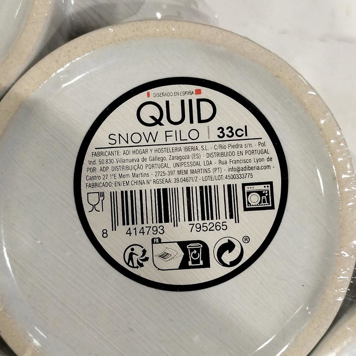 Quid Mug Cerámico Snow Filo Blanco y Negro 33 cl