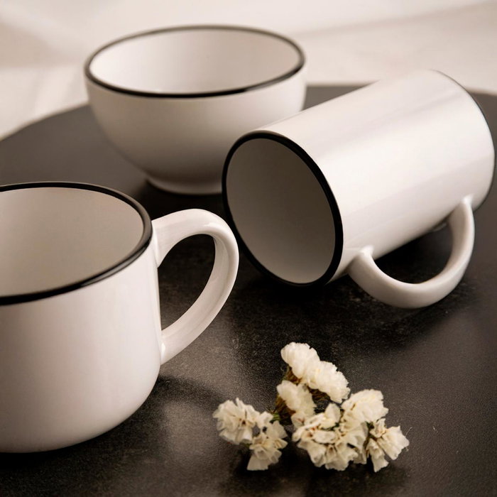 Quid Mug Cerámico Snow Filo Blanco y Negro 33 cl