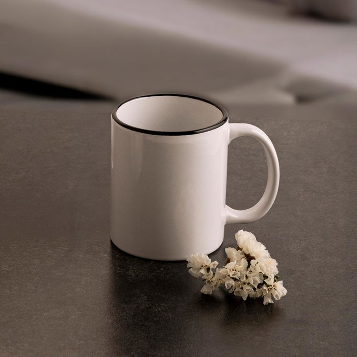 Quid Mug Cerámico Snow Filo Blanco y Negro 33 cl
