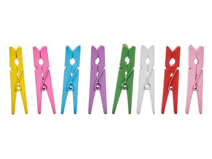 Pincello Set 8 Pinzas de Madera Multicolor 7.5 x 12.5 x 2 cm (Set de 24)