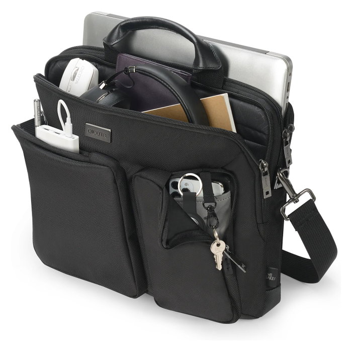 Dicota Slim Case SEVEN D3250601 Maletín para Portátil hasta 14 Pulgadas (35.6 cm) Negro - 2 Compartimentos, Tirante para Hombro, Material PET Reciclado