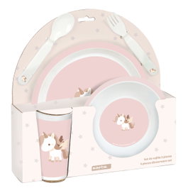Safta Set de Platos, Cubiertos y Vaso Preescolar Unicornio