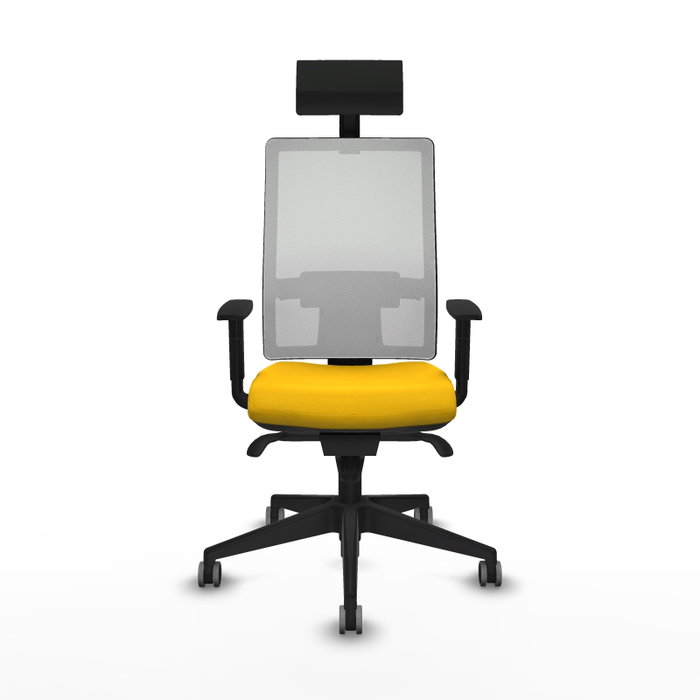 PIQUERAS Y CRESPO Silla de oficina Horna, mecanismo Sincro, Tela Amarillo y Malla Blanco PIQUERAS Y CRESPO Silla de oficina Horna, mecanismo Sincro, Tela Amarillo y Malla Blanco