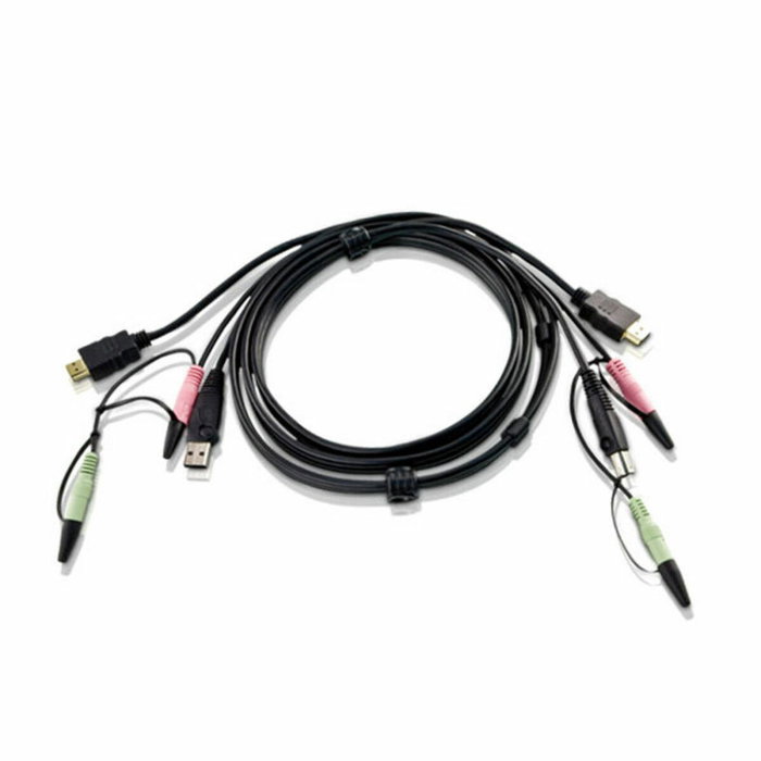 Aten Cable KVM 2L-7D02UH con HDMI, USB y Audio, 1.8m, Negro