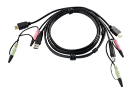 Aten Cable KVM 2L-7D02UH HDMI USB y Audio, 1,8 m, Negro