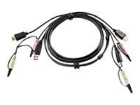 Aten Cable KVM 2L-7D02UH con HDMI, USB y Audio, 1.8m, Negro