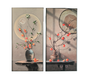 DKD Home Decor Cuadro de Aluminio Jarrón Naranja Surtido de 2 Piezas