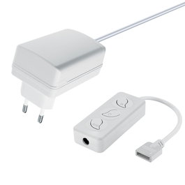 Muvit Controlador WiFi + Adaptador Corriente para Tiras LED Muvit iO, Compatible MIOLST002 y MIOLST004, Control Inteligente App y Voz, Indoor 12V 24W