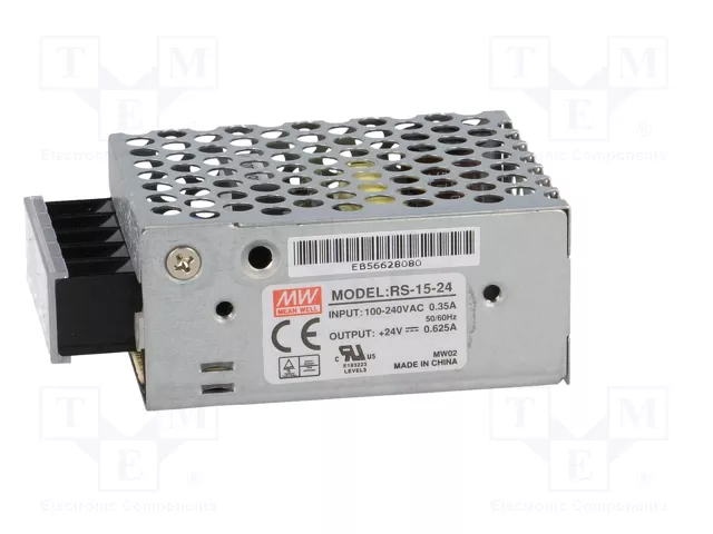 MEAN WELL RS-15 15W 24VDC Alimentador de impulso MEAN WELL RS-15 15W 24VDC Alimentador de impulso