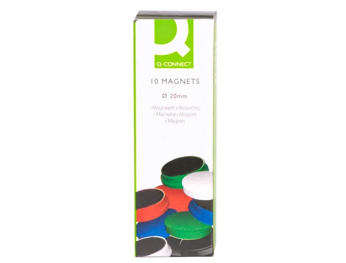Q-connect Imanes para pizarras magnéticas, 20 mm, colores surtidos, caja de 10 unidades